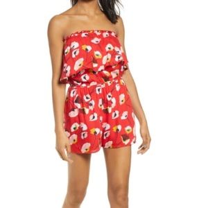 Row A strapless floral romper